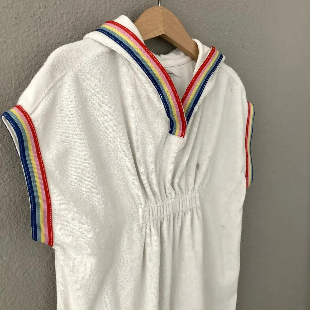 Hanna Andersson Loop Terry Hoodie Coverup White Rainbow 5 110cm